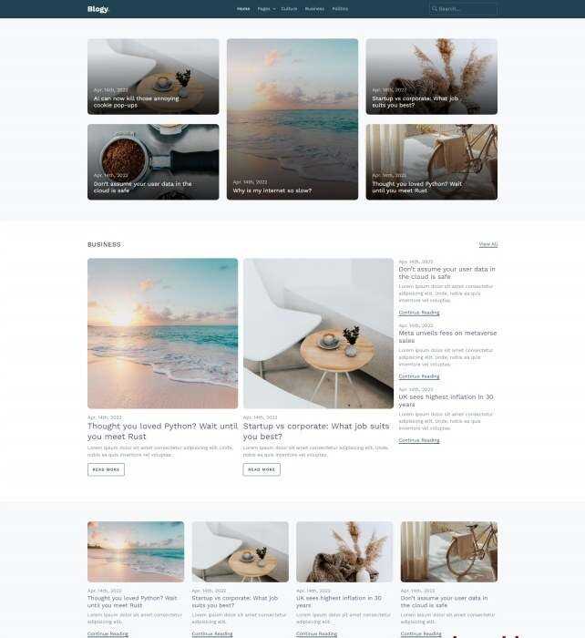 HTML5博客资讯新闻分享网站模板 - 淘金派资源网