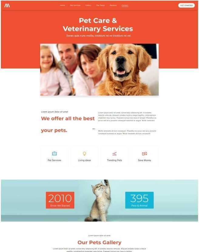 宠物护理服务机构网站html模板 - 淘金派资源网
