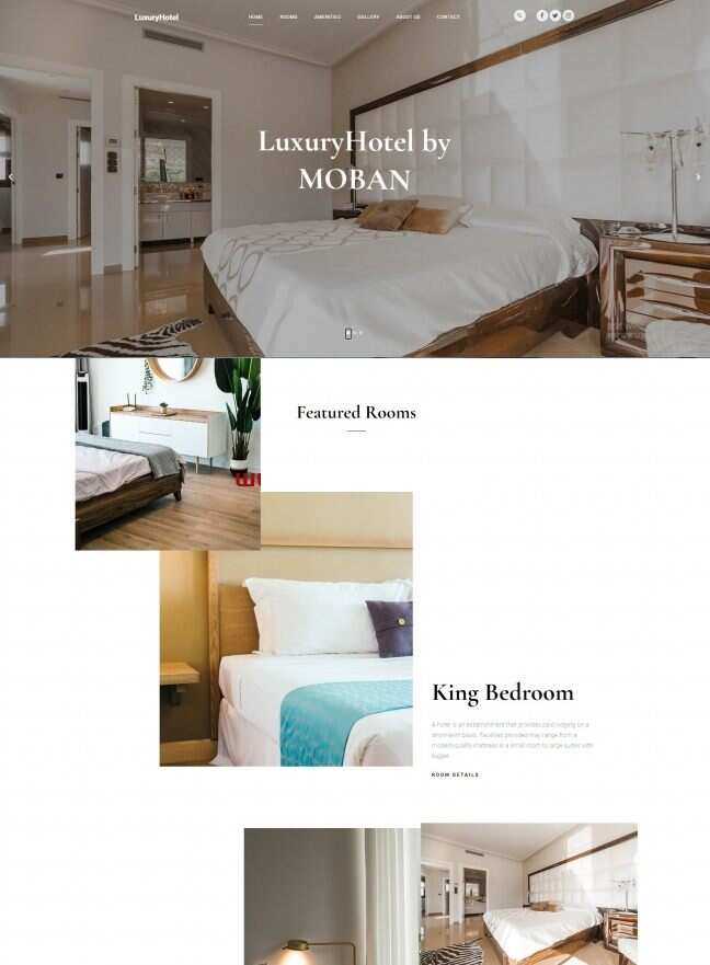 极简风酒店预定服务网站html模板 - 淘金派资源网