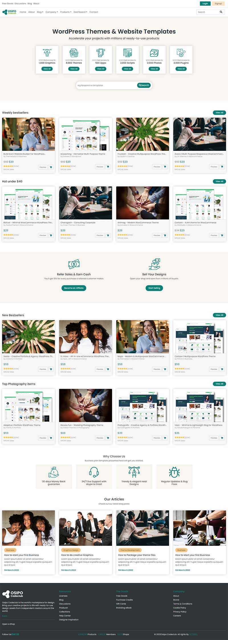 国外虚拟素材下载类网站html模板 - 淘金派资源网