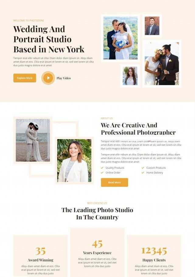 婚纱摄影工作室HTML5网站模板 - 淘金派资源网