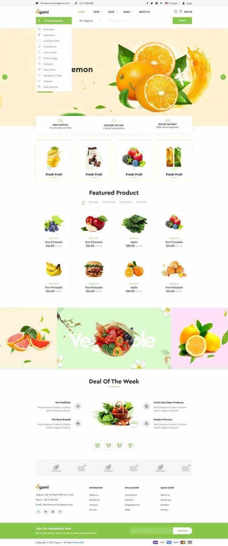 多用途的响应式食品商城网站 - 淘金派资源网