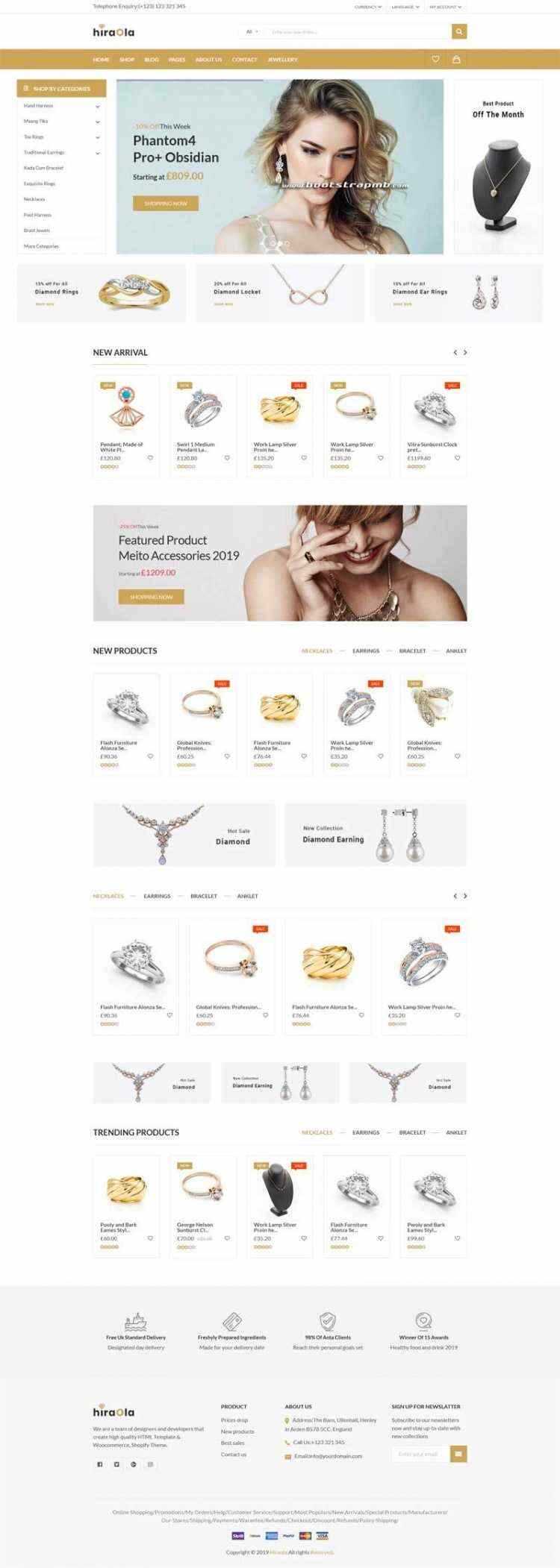 Bootstrap响应式英文珠宝首饰电商 - 淘金派资源网
