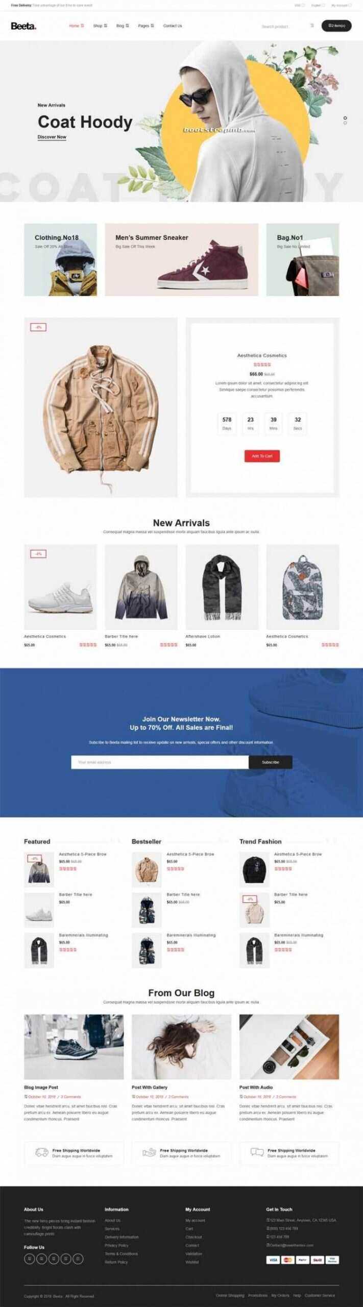 多功能电子商务Bootstrap4响应式HTML5 - 淘金派资源网