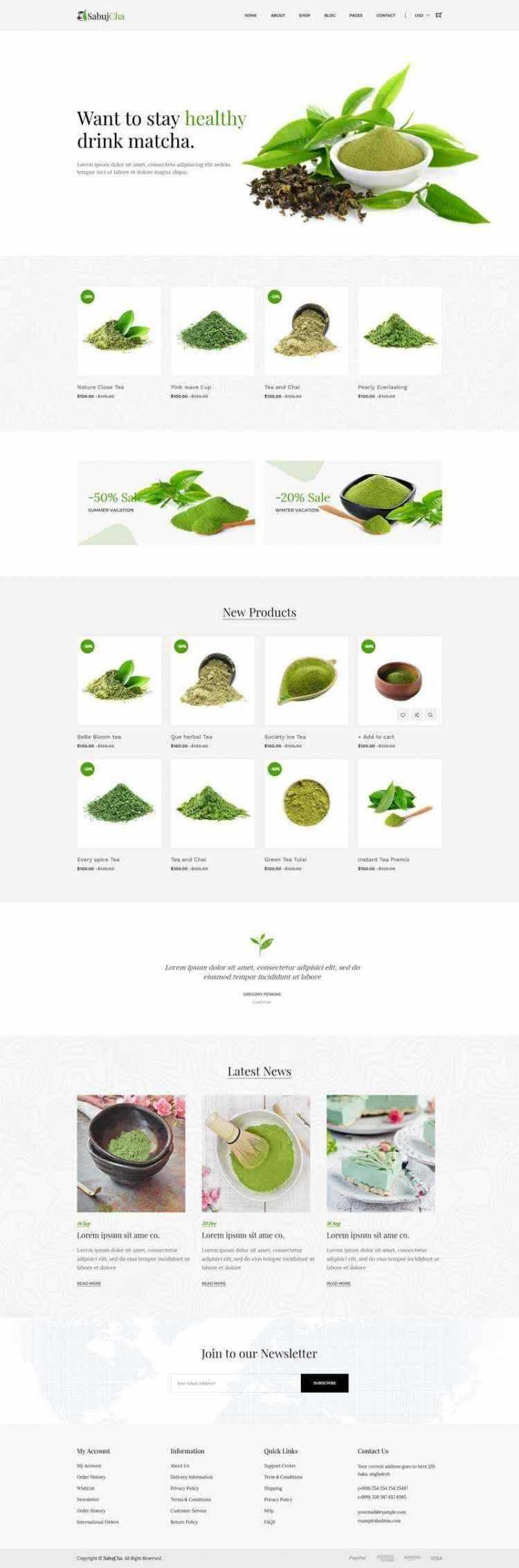 绿色bootstrap响应式茶叶抹茶在线电子商城 - 淘金派资源网