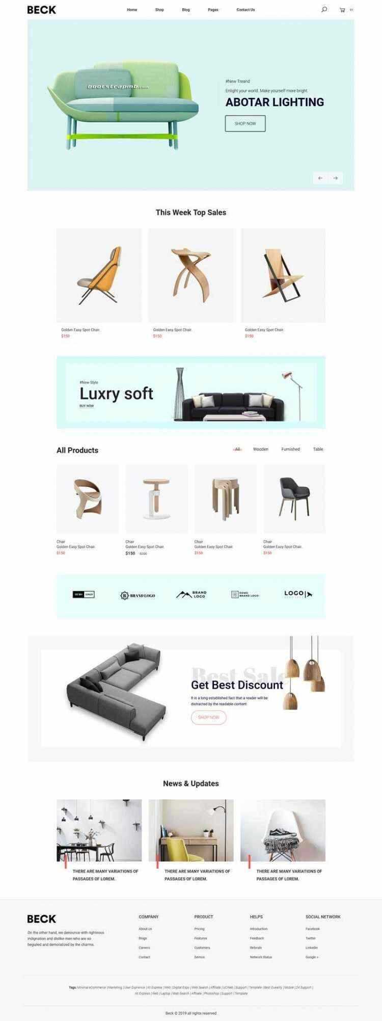 Bootstrap响应式小清新电商家具家居装饰商城 - 淘金派资源网