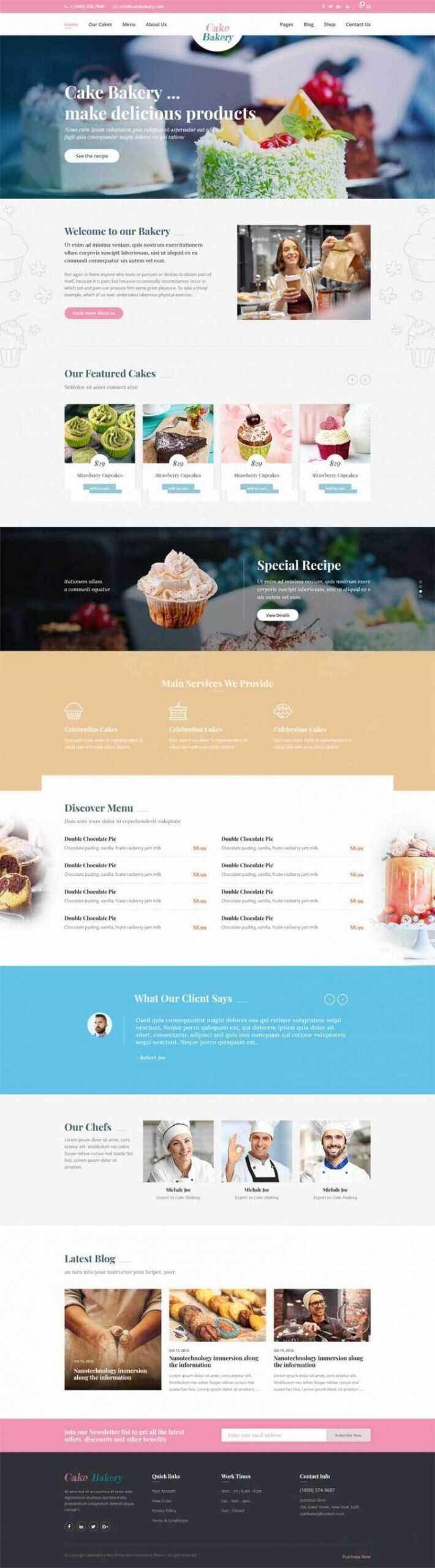 粉色卡通响应式蛋糕面包店外卖预订设计师类网站 - 淘金派资源网