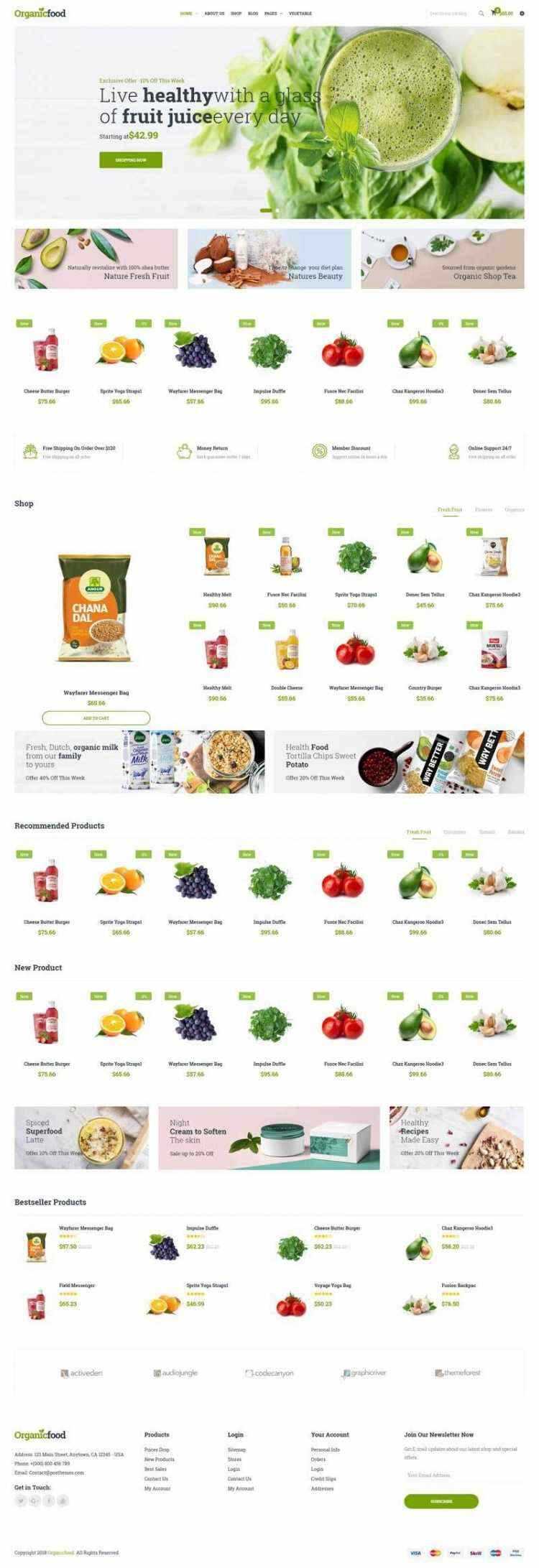 绿色Bootstrap4响应式食品蔬菜水果外卖预订商城网站 - 淘金派资源网