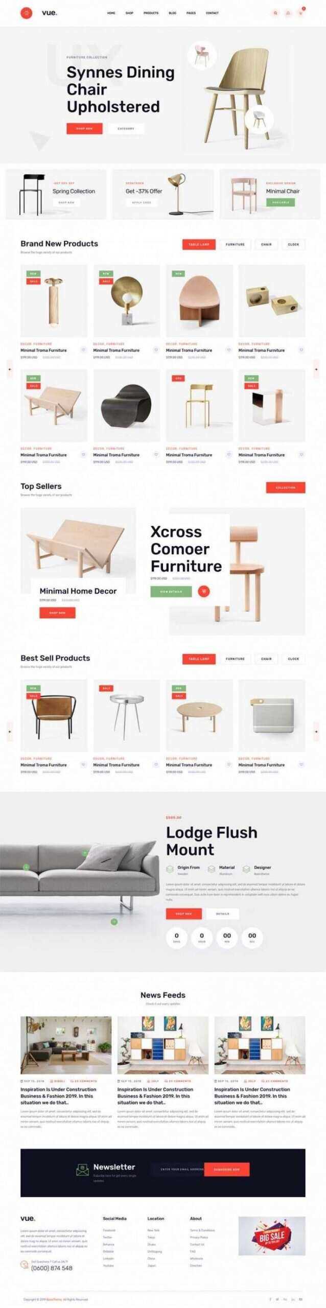 简洁大气响应式时尚多用途的家具电商 - 淘金派资源网