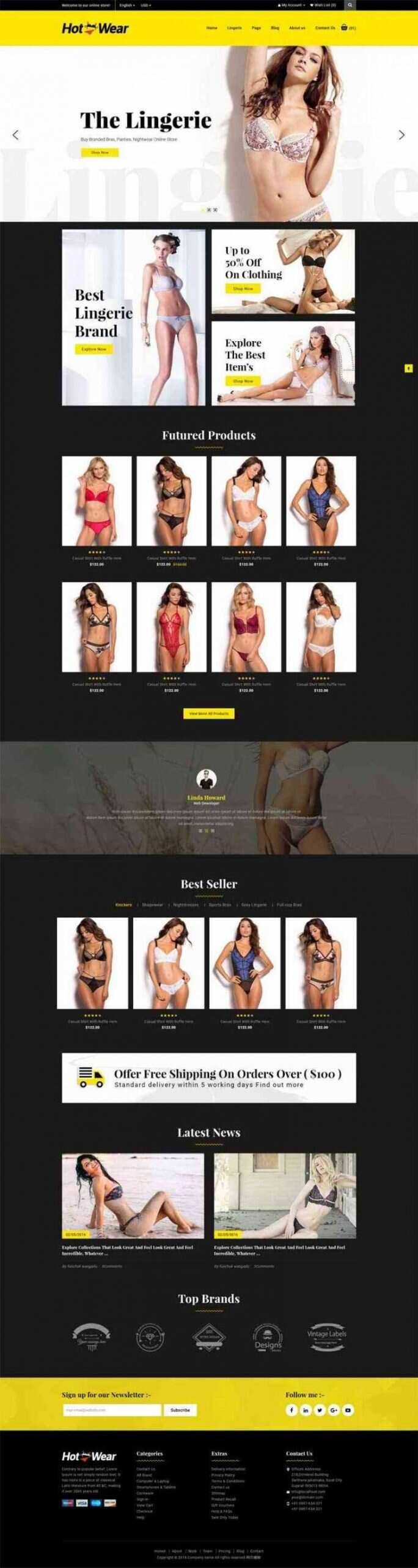 bootstrap响应式时尚女性内衣内裤购物商城网站 - 淘金派资源网