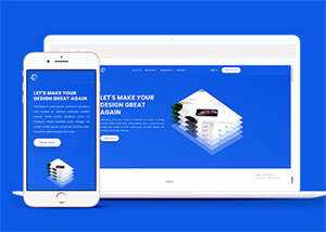 蓝色手机应用设计网站模板下载 - 淘金派资源网