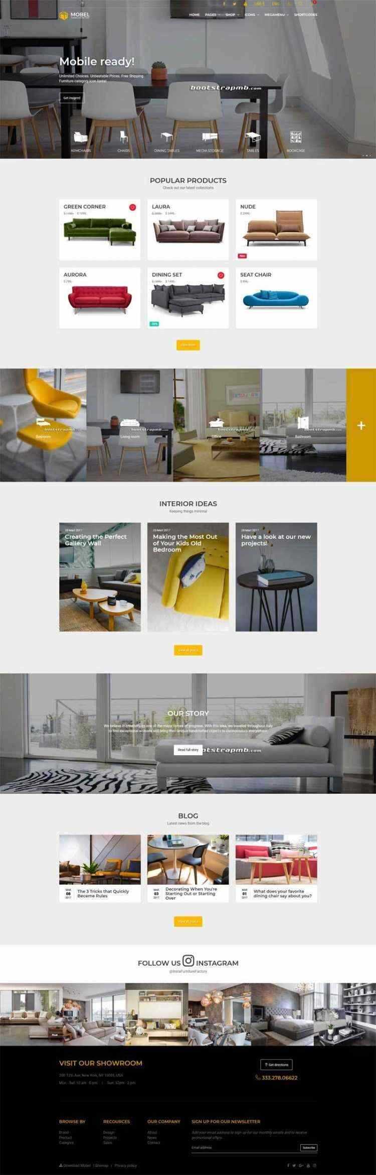 Bootstrap响应式在线家具商城电商网站 - 淘金派资源网