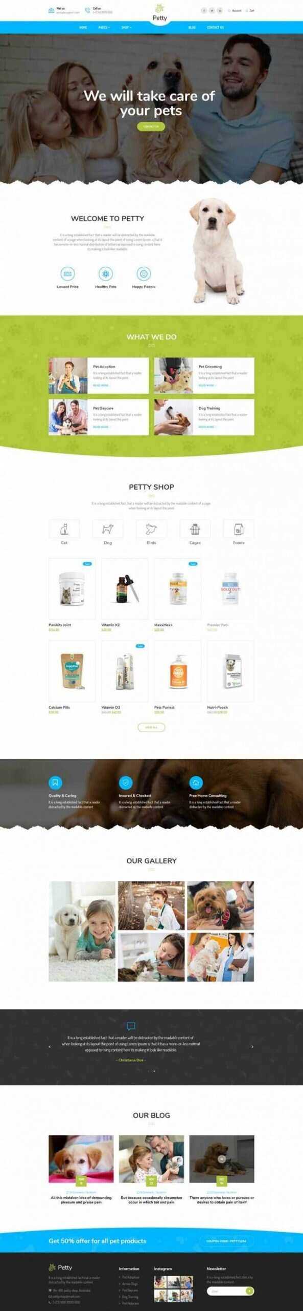 Bootstrap扁平响应式宠物商店宠物医院网站 - 淘金派资源网