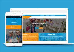 蓝色宽屏保洁类公司网站模板 - 淘金派资源网