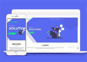 蓝色宽屏手机业务网站模板下载 - 淘金派资源网