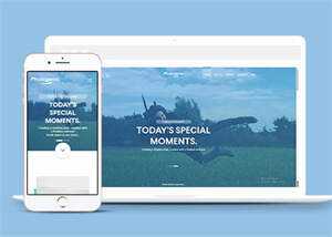 蓝色单人旅行拍照网站模板源码 - 淘金派资源网