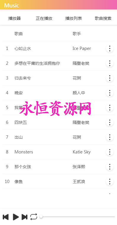 美化版音乐网站源码 - 淘金派资源网