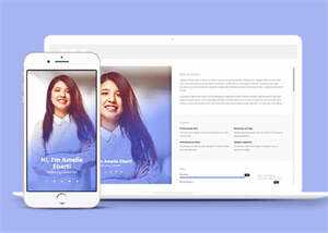 响应式蓝色个人简介类网站模板 - 淘金派资源网