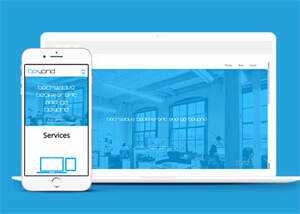 简洁蓝色大图办公行政企业模板 - 淘金派资源网