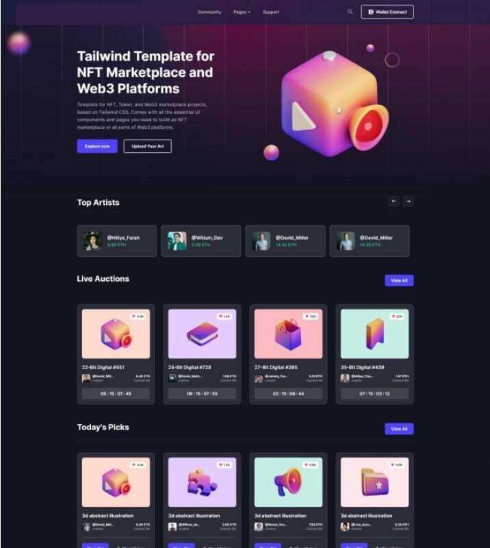 NFT市场服务企业网站html模板 - 淘金派资源网
