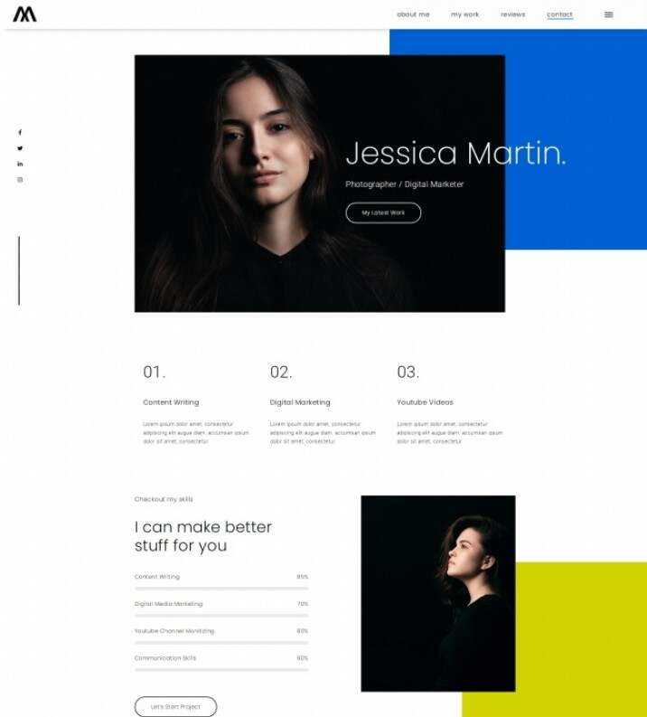 摄影师数字营销师简历网站html模板 - 淘金派资源网