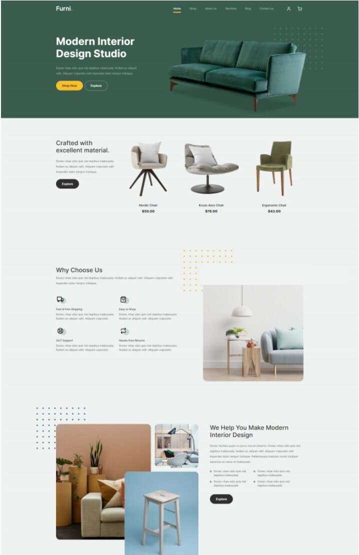 现代室内设计工作室网站html模板 - 淘金派资源网