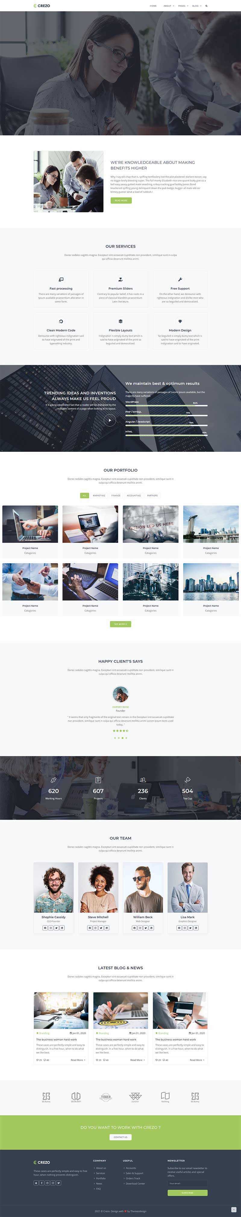 Bootstrap多用途的商业公司展示HTML5模板 - 淘金派资源网