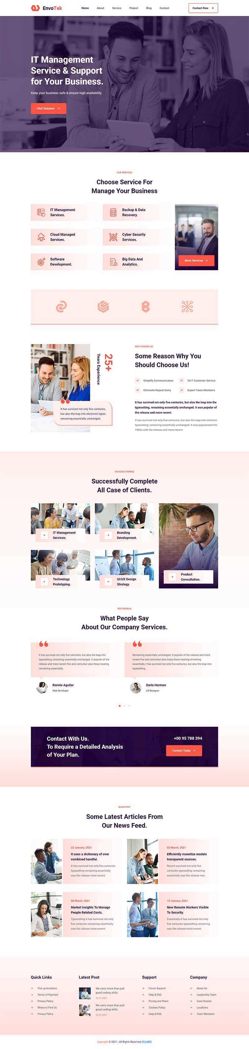 响应式IT软件解决方案公司网页html模板 - 淘金派资源网