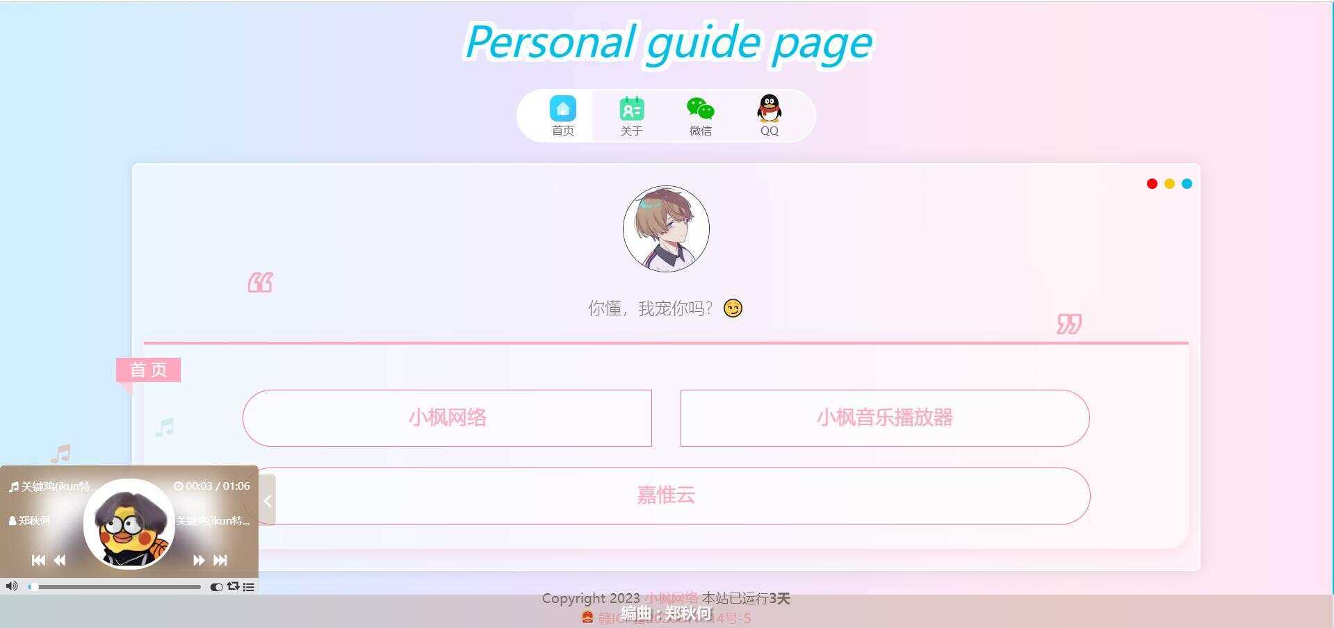 图片[4] - 最新款小枫个人引导页 个人主页 - 淘金派资源网