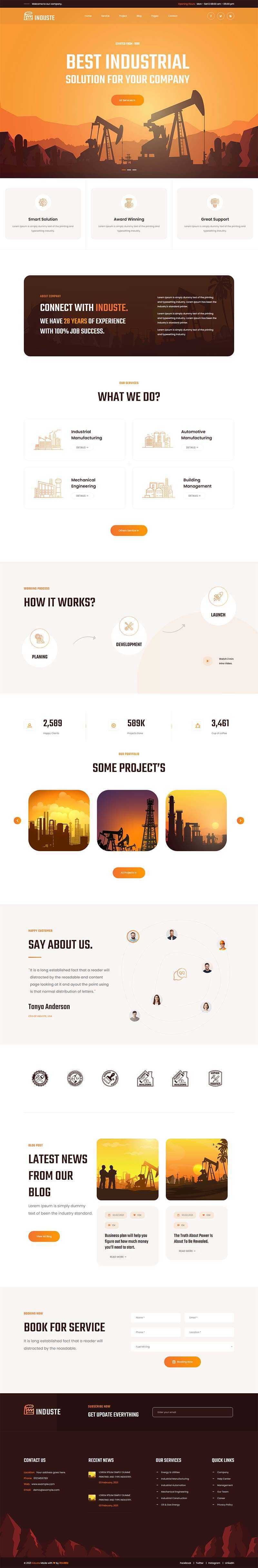 Bootstrap橙色多用途的工业生产企业网站html模板 - 淘金派资源网