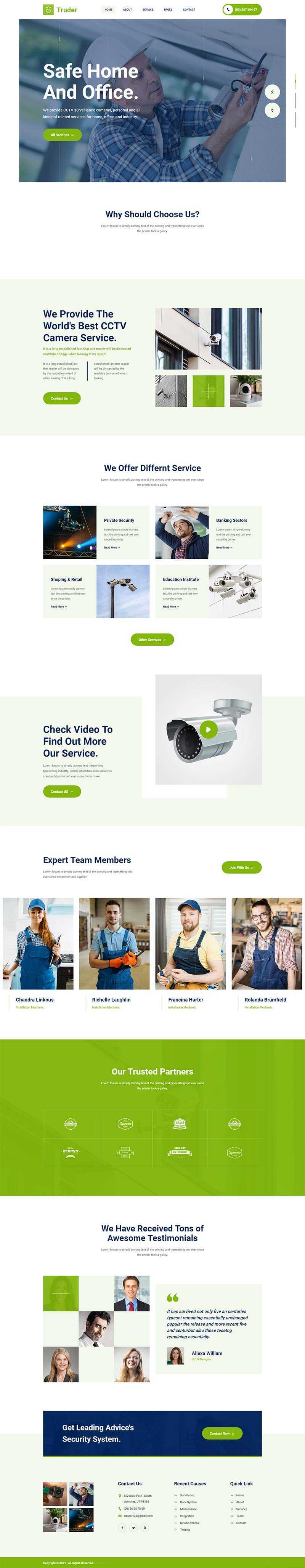 绿色风格视频监控安装安防公司网页模板 - 淘金派资源网
