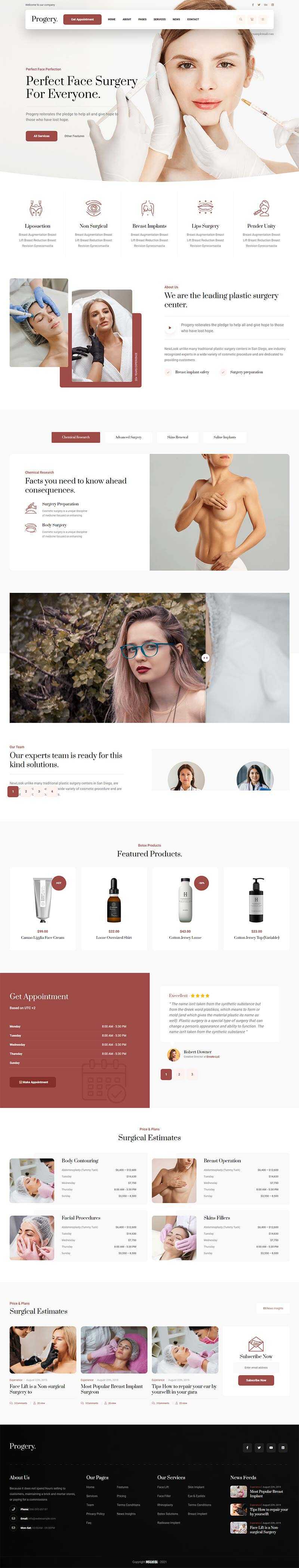 咖啡色整形美容外科医院主页html5模板 - 淘金派资源网