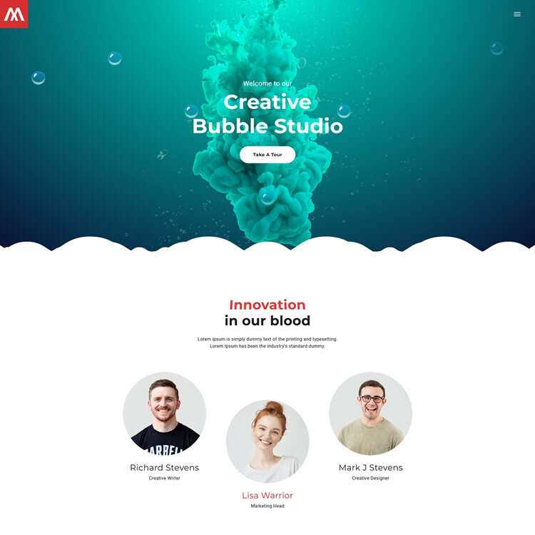 个性创意泡泡工作室html5模板 - 淘金派资源网