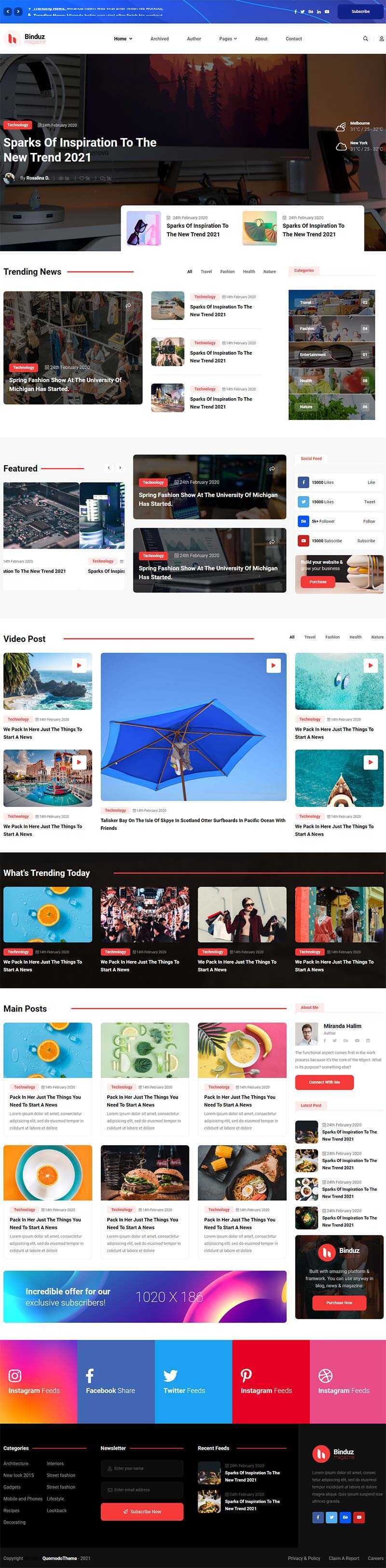 多用途响应式的行业资讯博客网页html模板 - 淘金派资源网