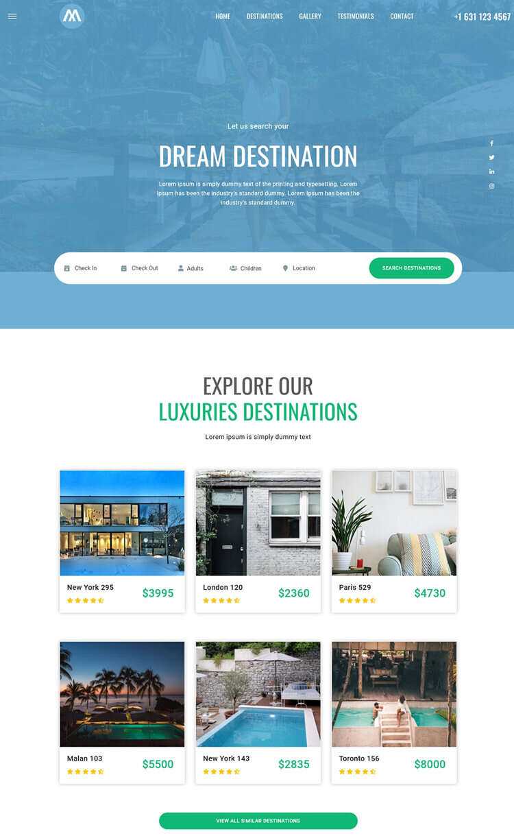 环球旅行酒店预定网站html5模板 - 淘金派资源网