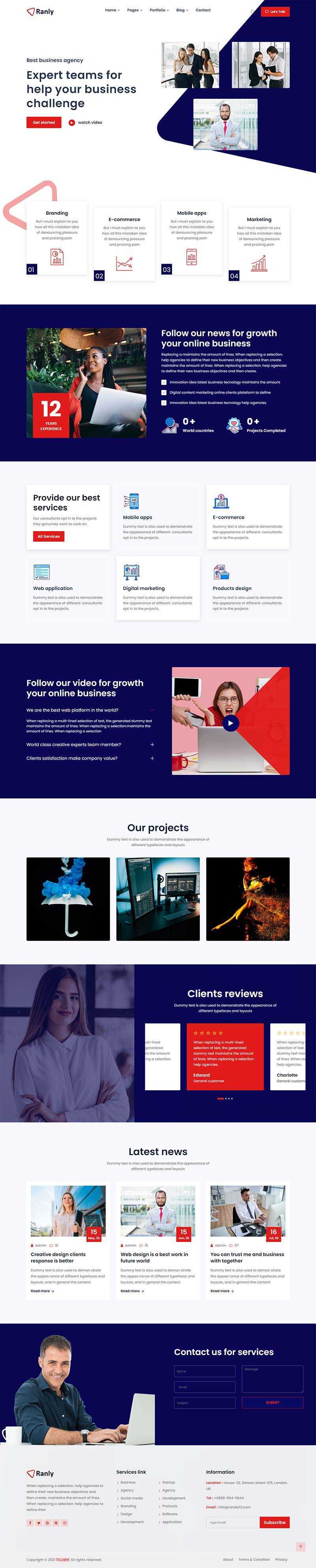 Bootstrap多用途的商业服务公司网站HTML模板 - 淘金派资源网