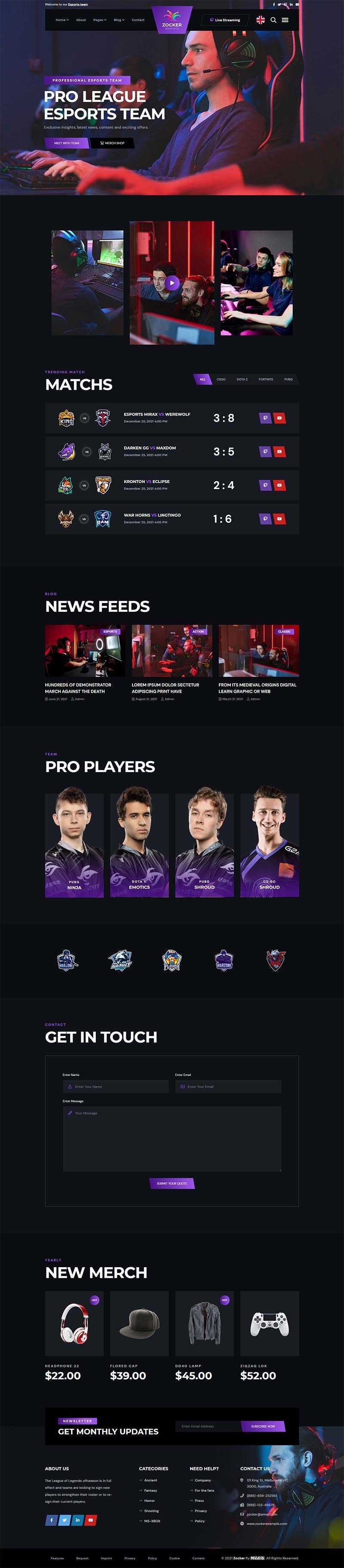 黑色响应式电子竞技游戏官网HTML模板 - 淘金派资源网