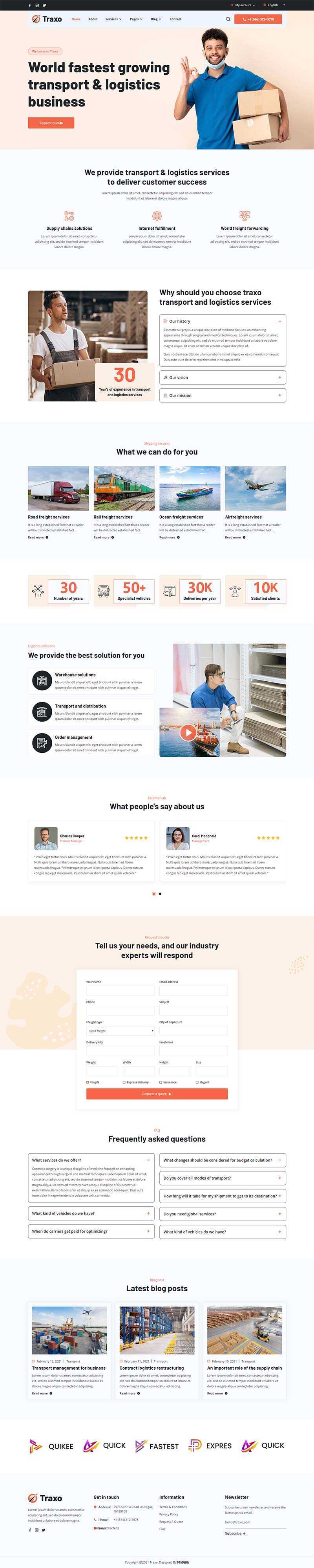响应式多用途的物流快递公司HTML模板 - 淘金派资源网