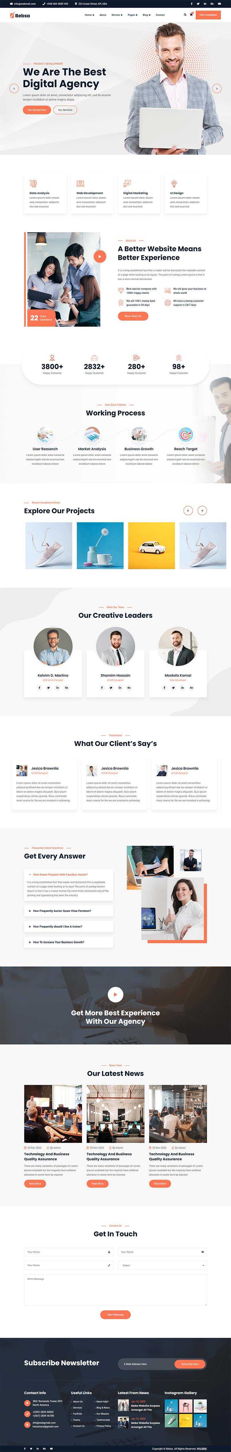 bootstrap4多用途的咨询公司业务展示html模板 - 淘金派资源网