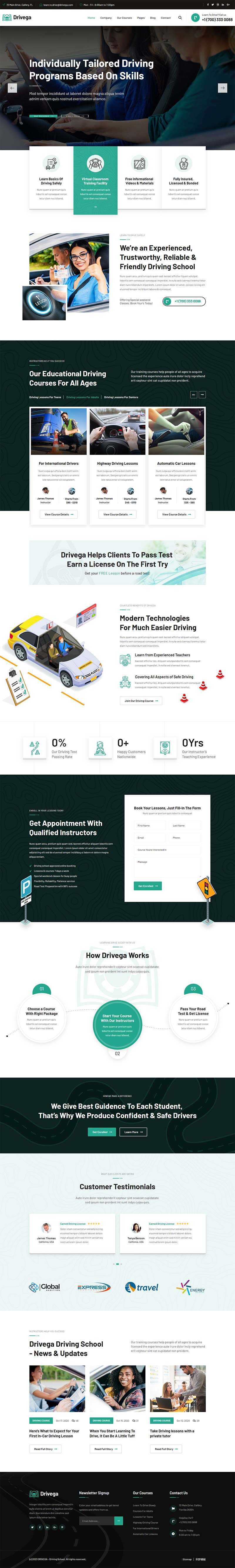 绿色汽车驾校培训企业官网HTML模板 - 淘金派资源网