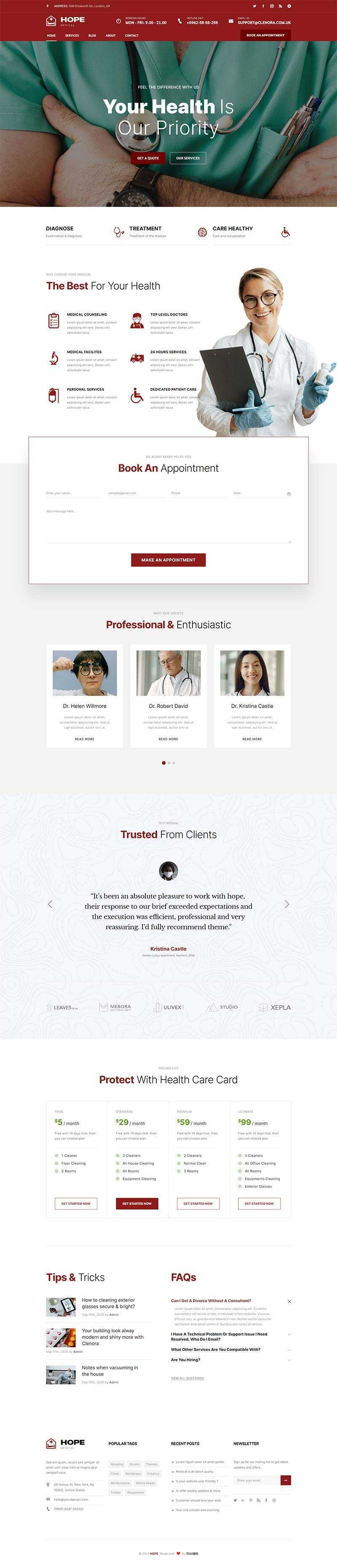 bootstrap牙科医院门诊医疗服务网站HTML5模板 - 淘金派资源网