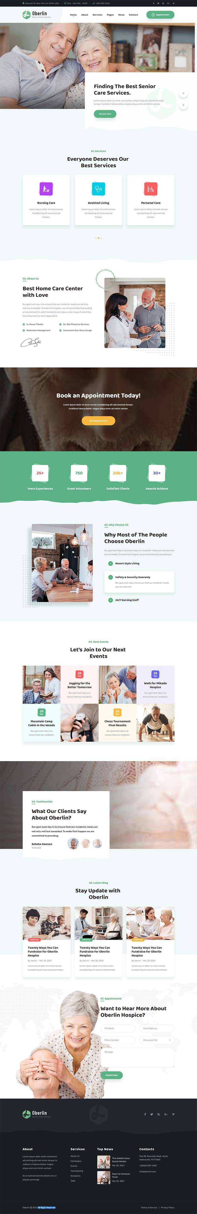 响应式养老院护理机构官网html5模板 - 淘金派资源网
