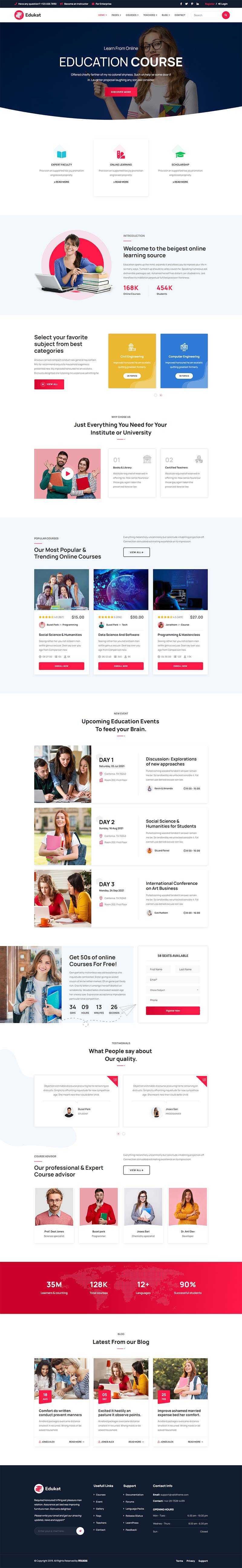 响应式教育课程培训学习类官网html模板 - 淘金派资源网