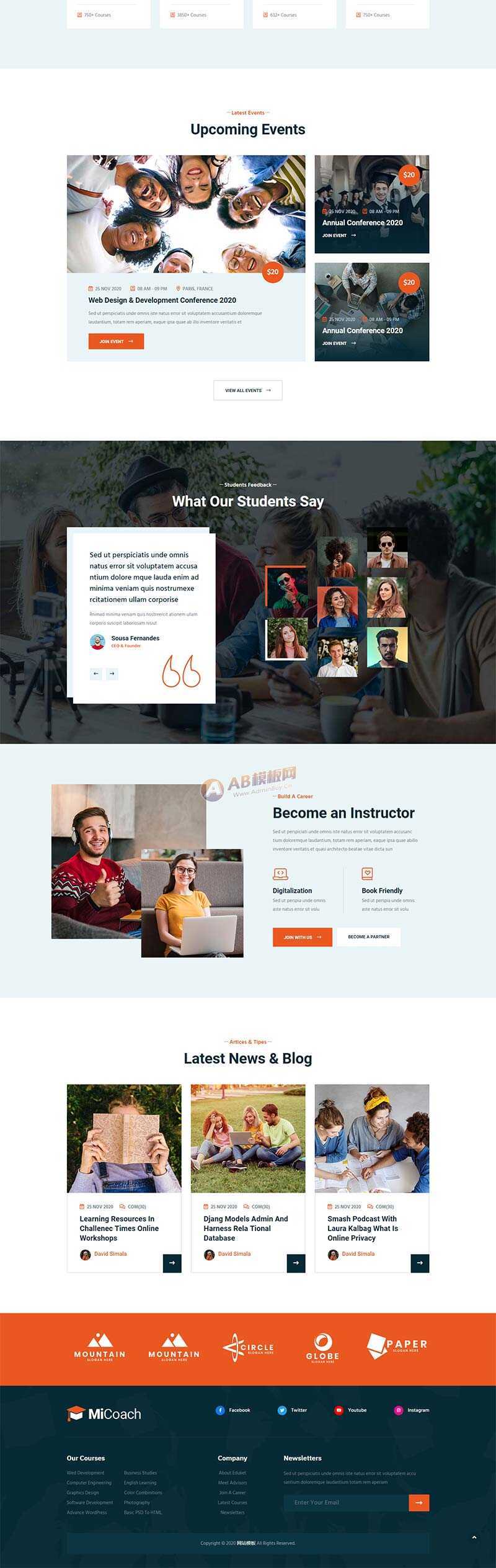 响应式在线课程教育培训行业网站HTML5模板 - 淘金派资源网