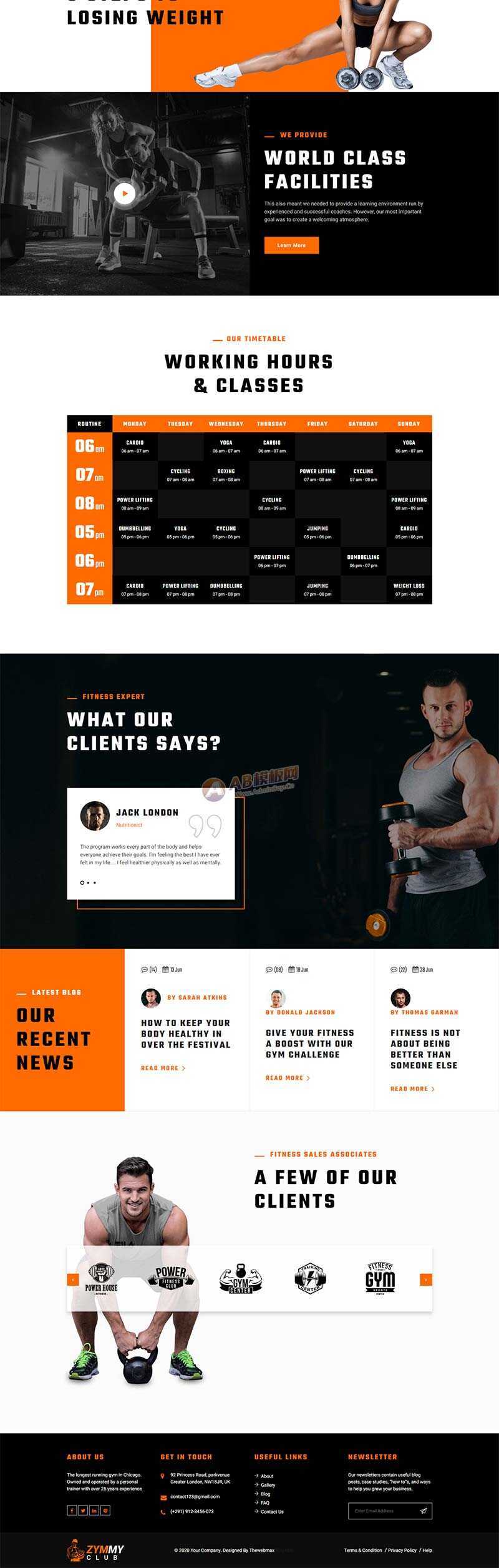 响应式html5健身俱乐部网站html模板 - 淘金派资源网