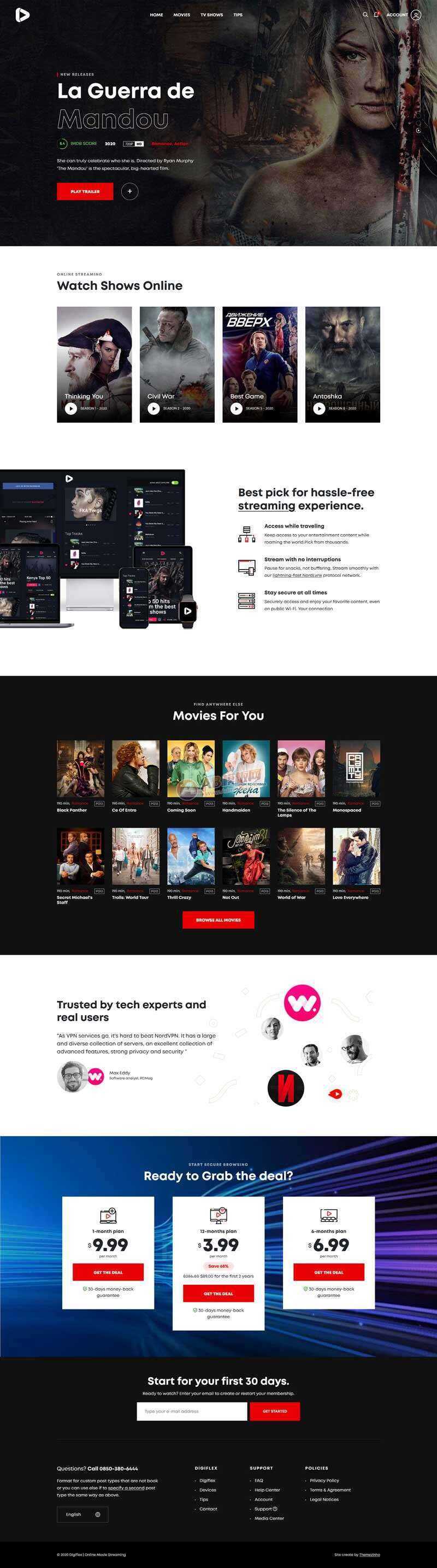 Bootstrap在线3D高清影院视频网页模板 - 淘金派资源网