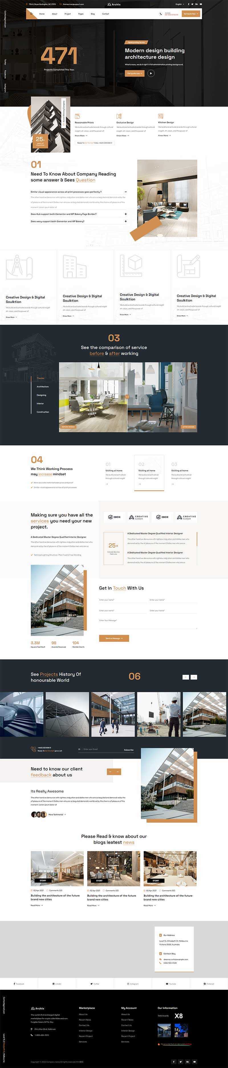 咖啡色现代建筑设计服务公司网站html模板 - 淘金派资源网