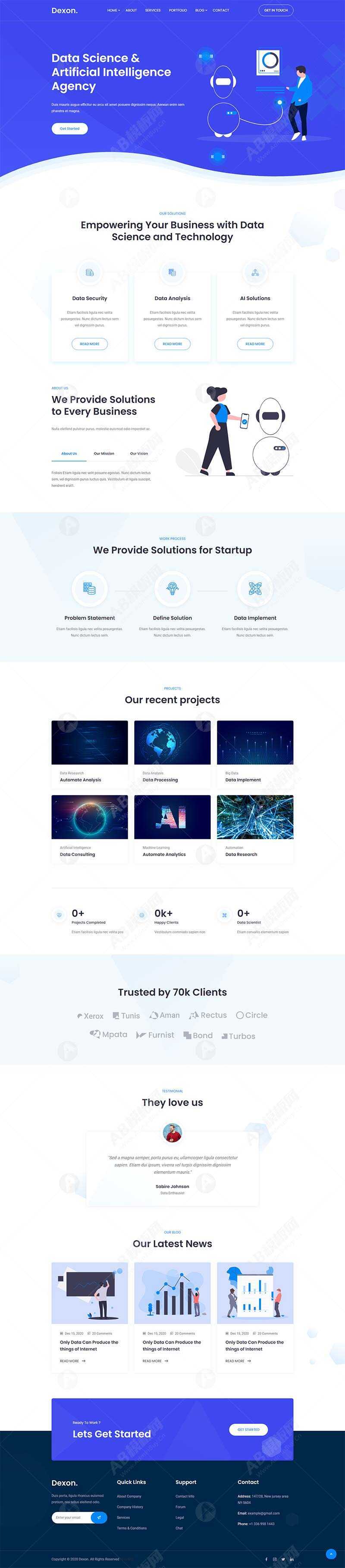AI智能大数据分析公司网站html模板 - 淘金派资源网