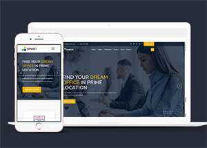 宽屏办公室租赁企业网站模板下载 - 淘金派资源网