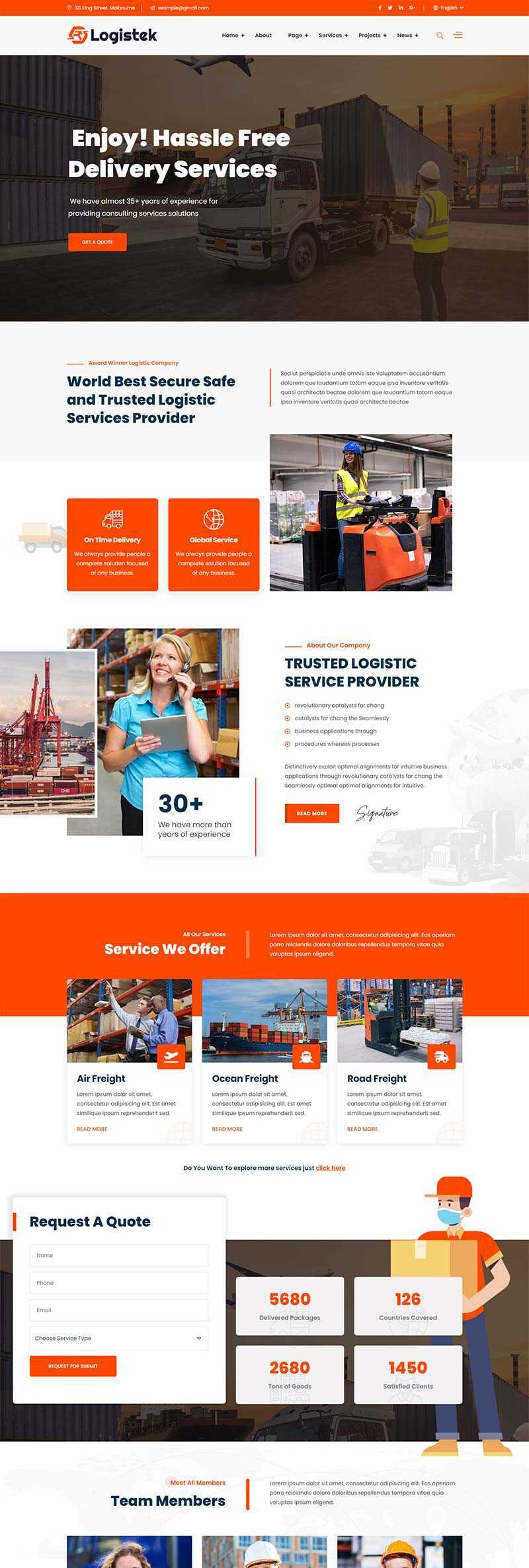 响应式物流运输快递企业网站html模板 - 淘金派资源网